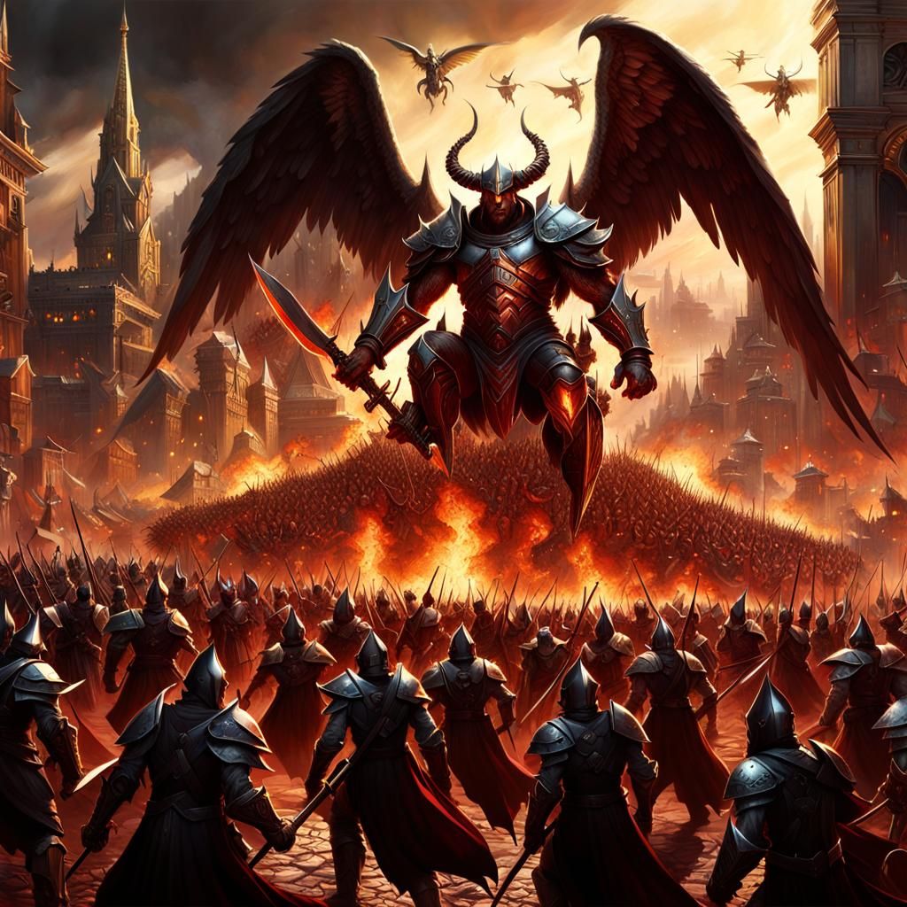 Epic Demon vs Angel Battle in Dark Fantasy Art