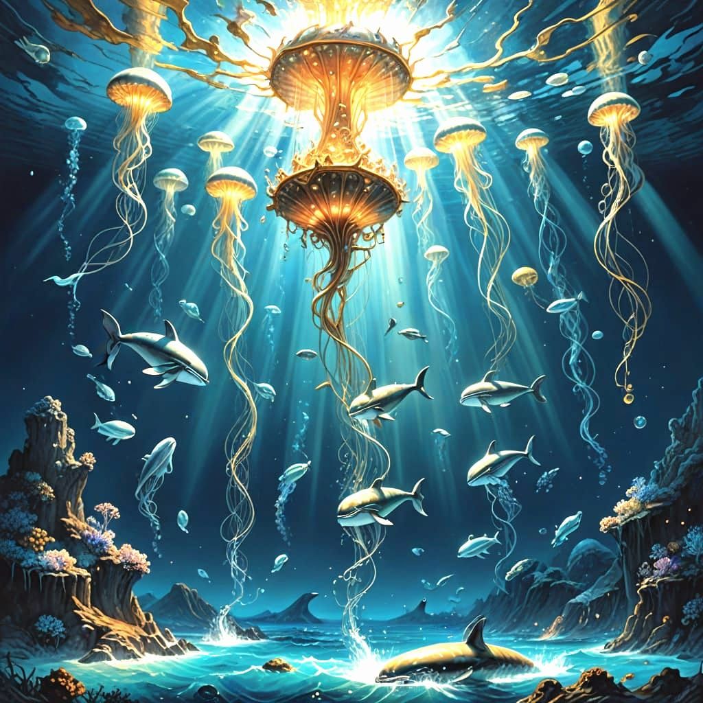 Biblical Sea Crossing in Neon Bioluminescence