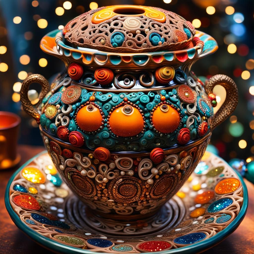 Eccentric Anthropomorphic Pottery in Klimt Style