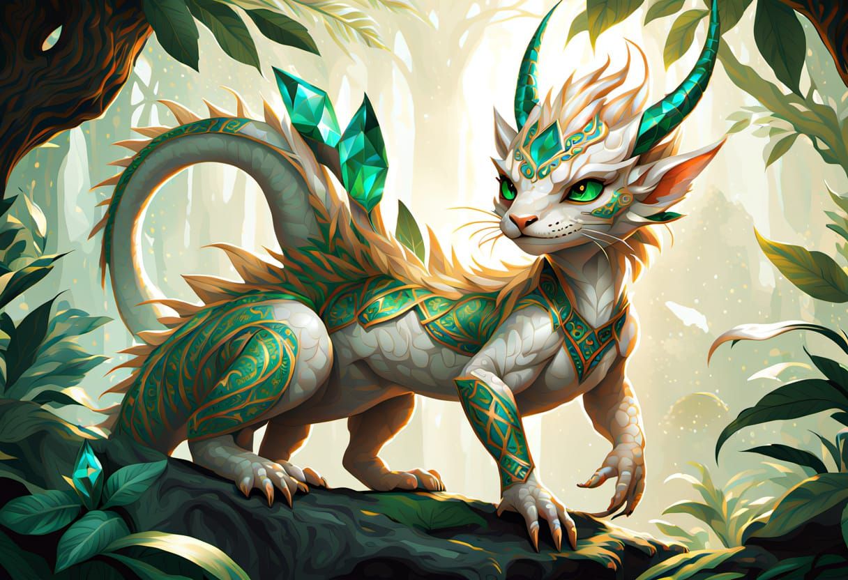 Vibrant Lizardfolk in High Fantasy Setting with Emerald Acce...