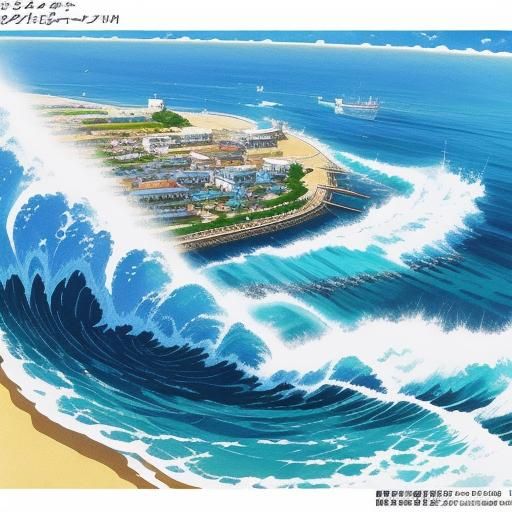 Serene Sea Scene in Vibrant Anime Style