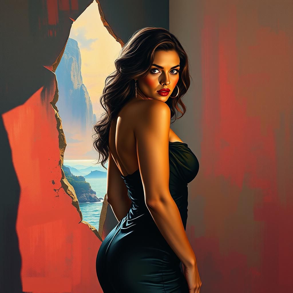 Enigmatic Allure: A Retro-Futuristic Encounter