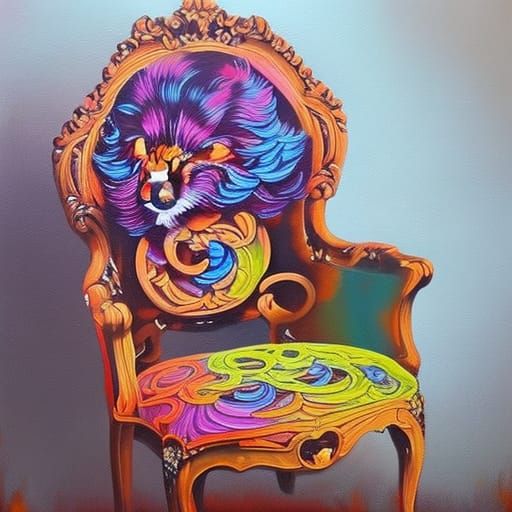 Cavoodle Dreams: Graffiti Art on Antique Chair