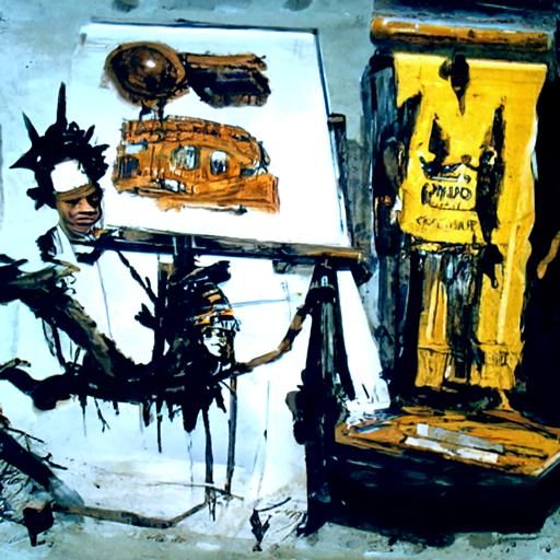 Basquiat's Birth of the World as Oil Painting