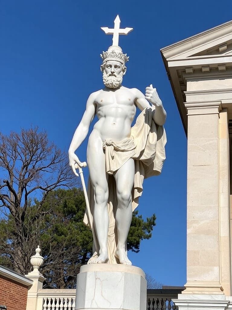 Classical Statue of Twin Gods in Marble