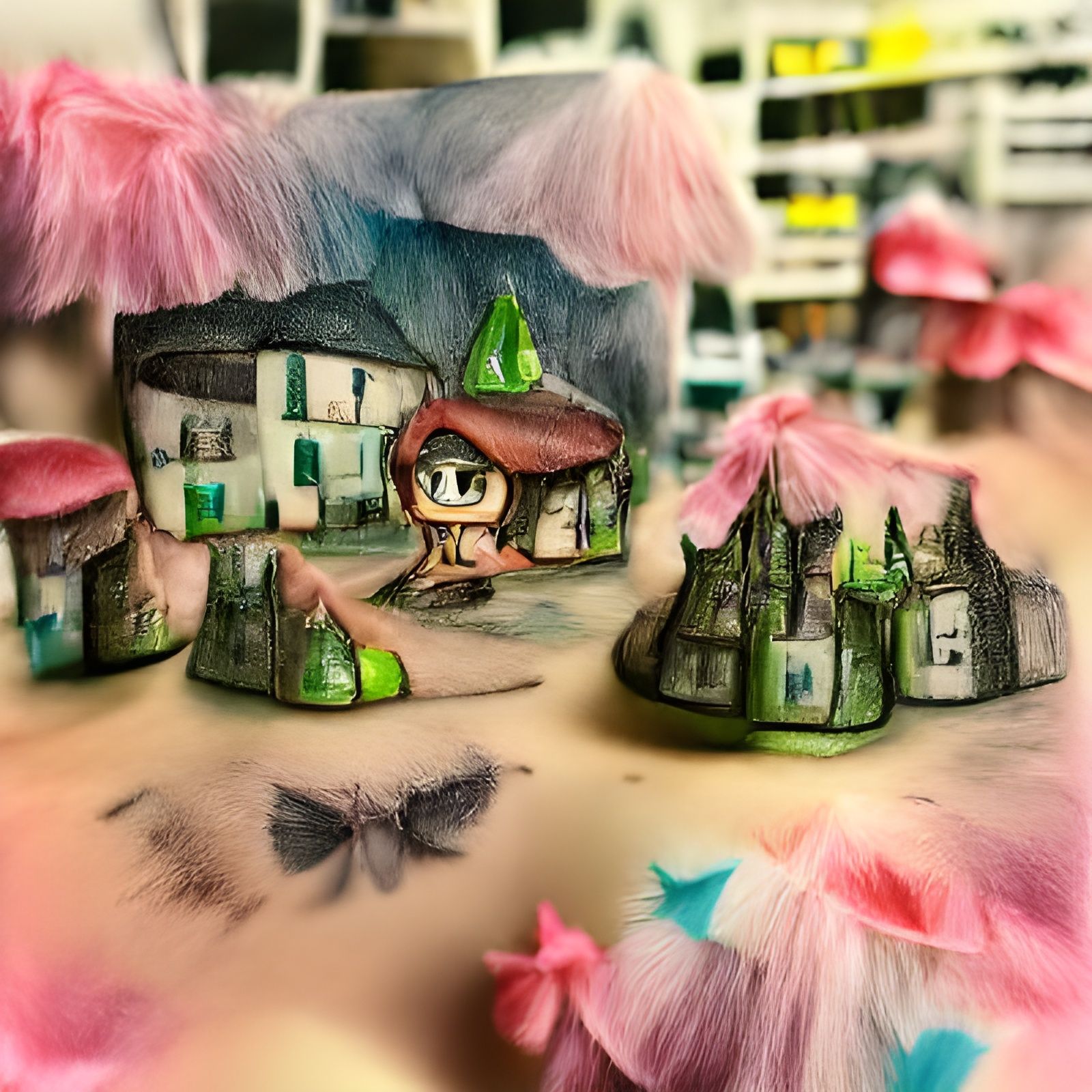 Charming Fairy Town Charcoal Drawing in VRay