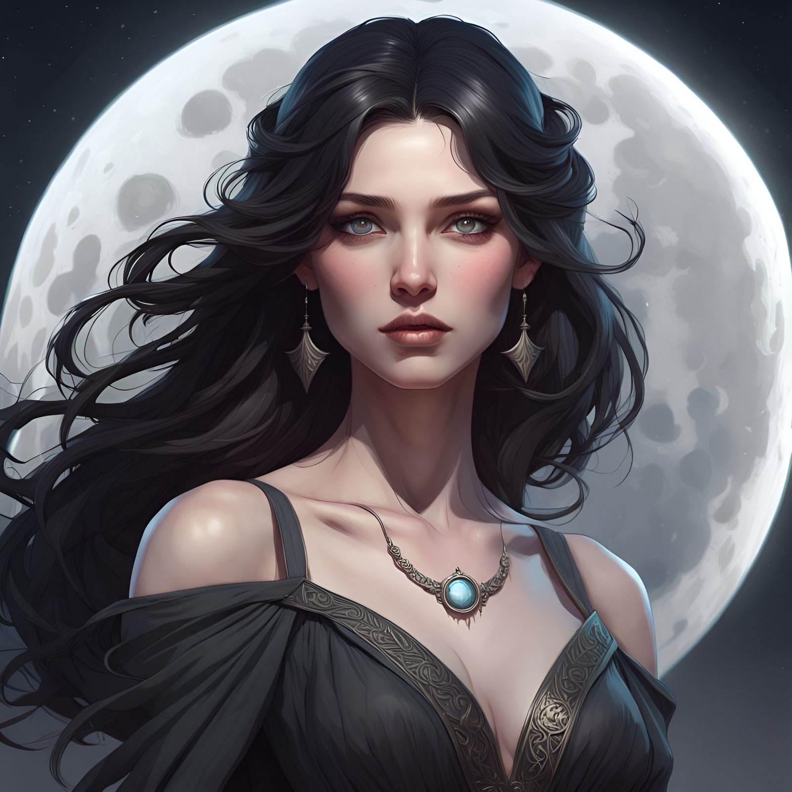 Ethereal Girl with Moonlit Hair, Hyperdetailed Portrait