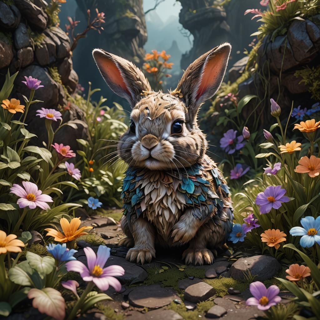 Fantastical Baby Bunny in Detailed Matte Painting