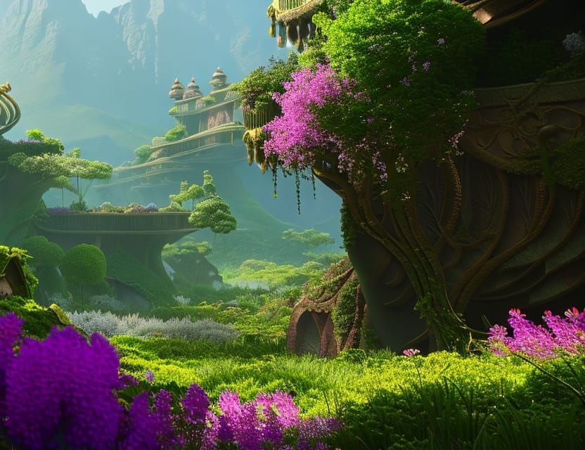 Secret Flower Garden: Detailed Matte Painting