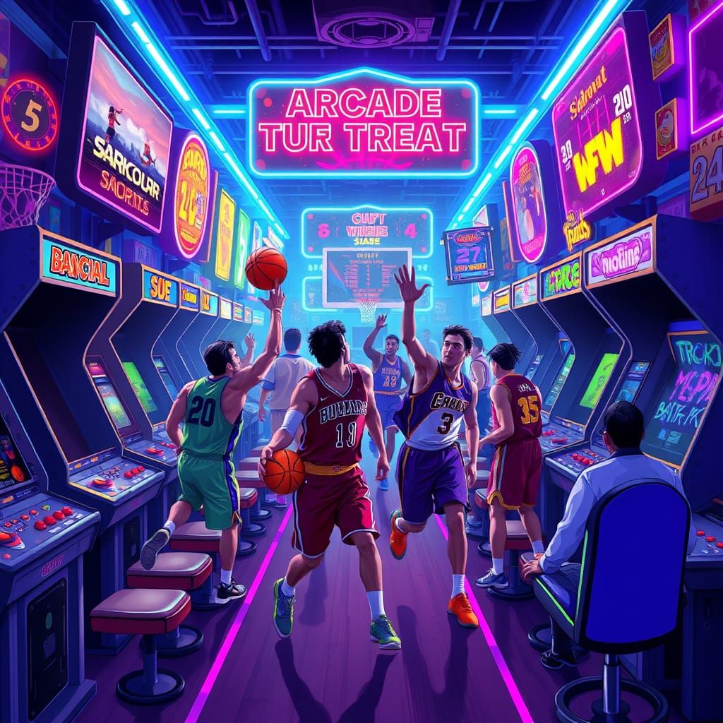 Basketball Arcade Tournament in Digital Painting Style