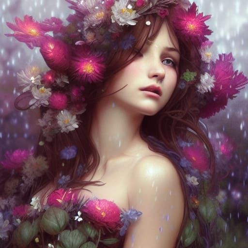 Flower Fairy Portrait with Volumetric Lighting