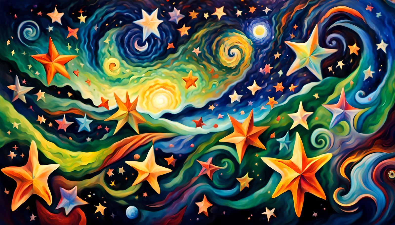 Cosmic Star Cluster in Impasto Oil Style