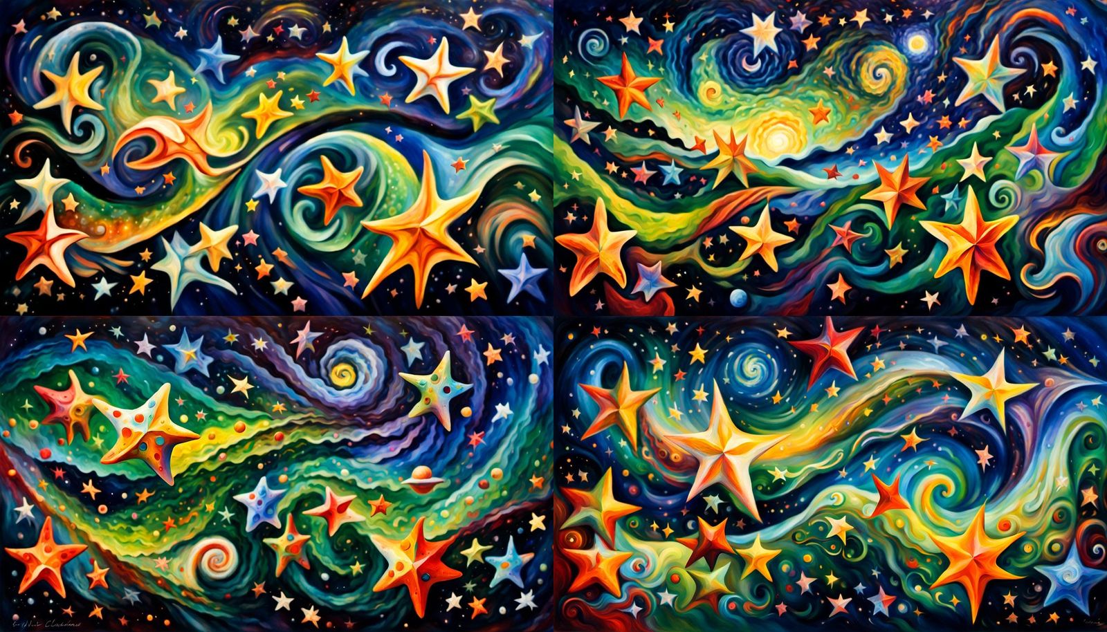 Cosmic Star Cluster in Impasto Oil Painting Style