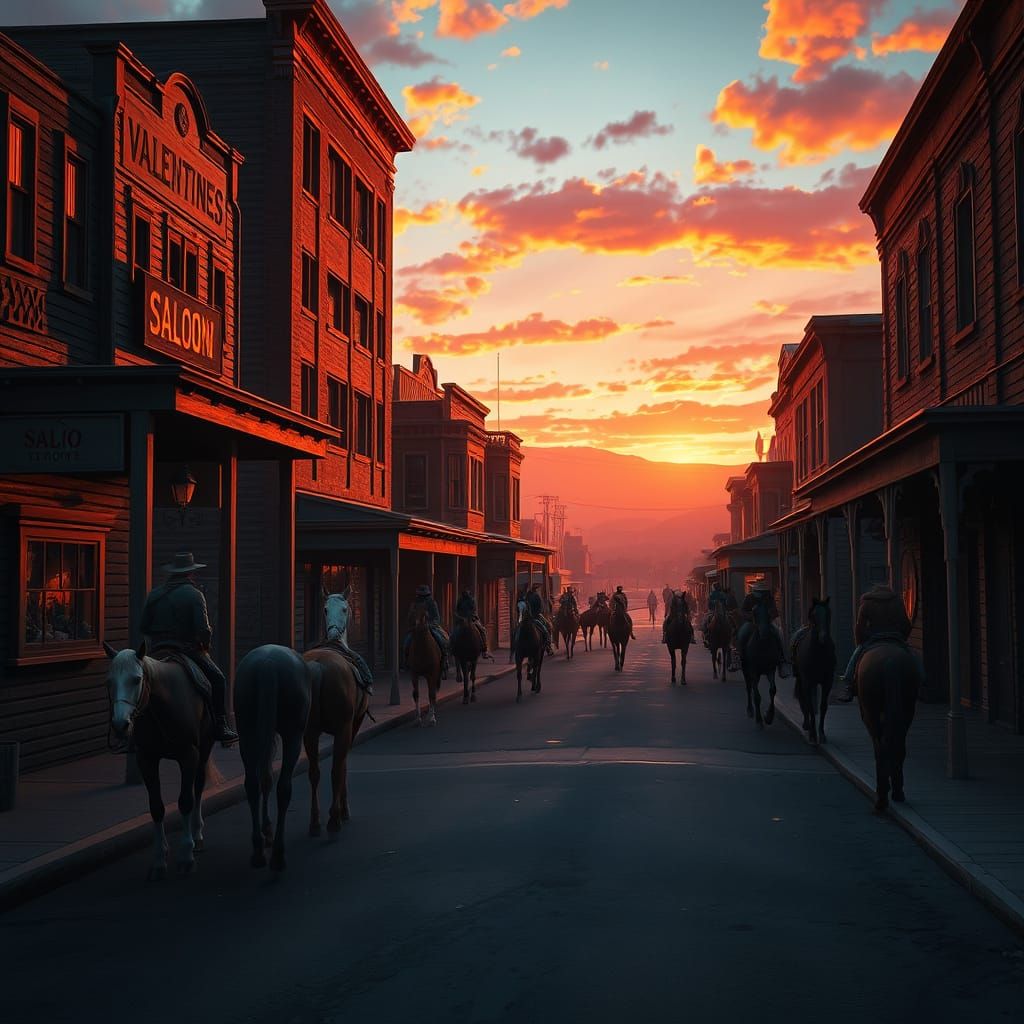 Sunset in the Heart of Valentine, a Western Town