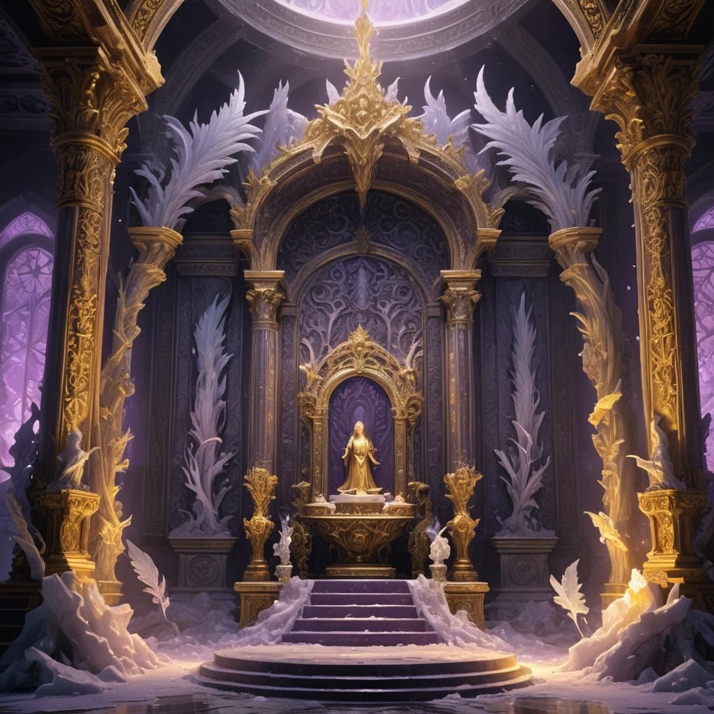 Ornate Altar in Ice Goddess Chamber: Baroque Fantasy