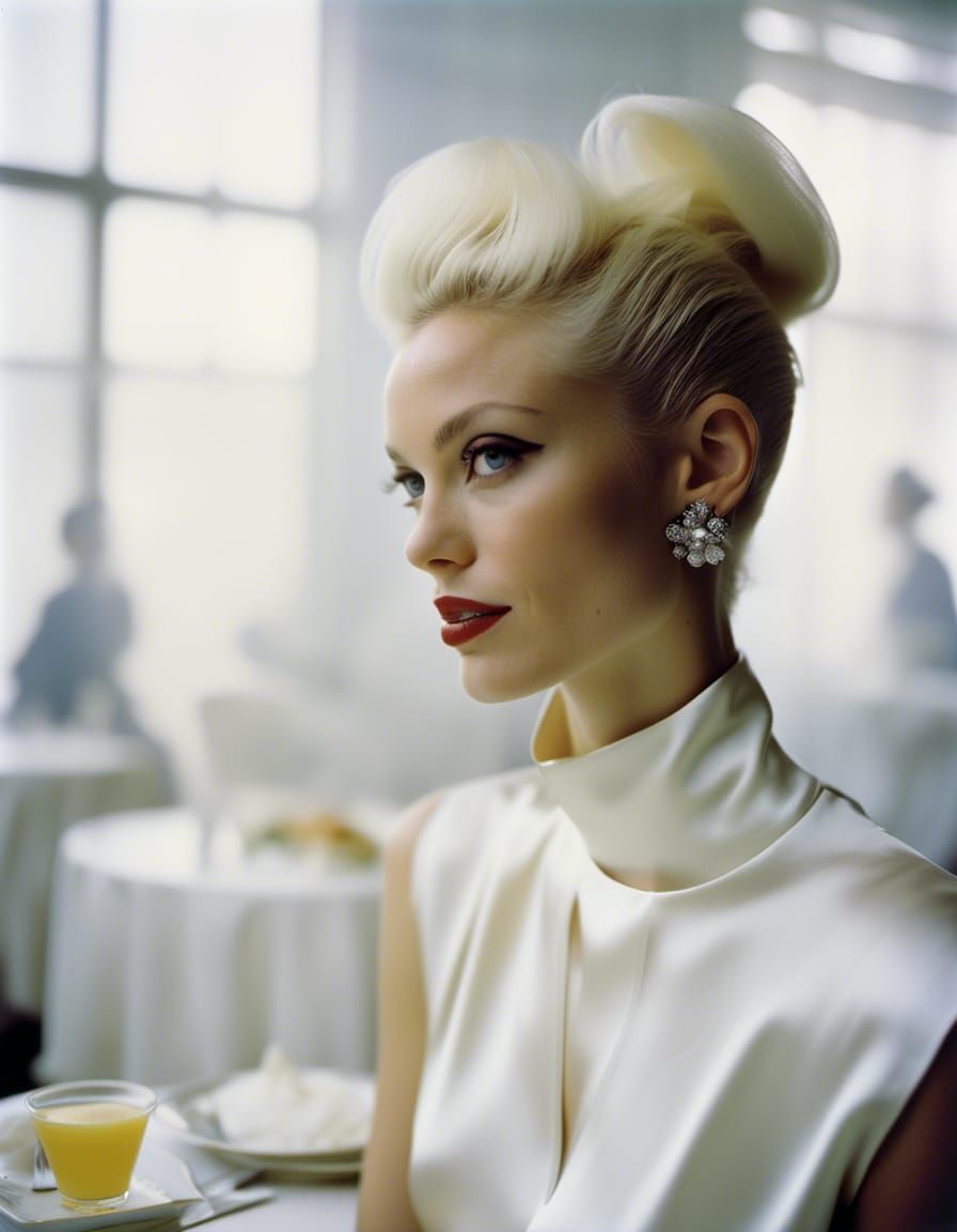 Beautiful Woman in Cafe: Hyperreal Portrait