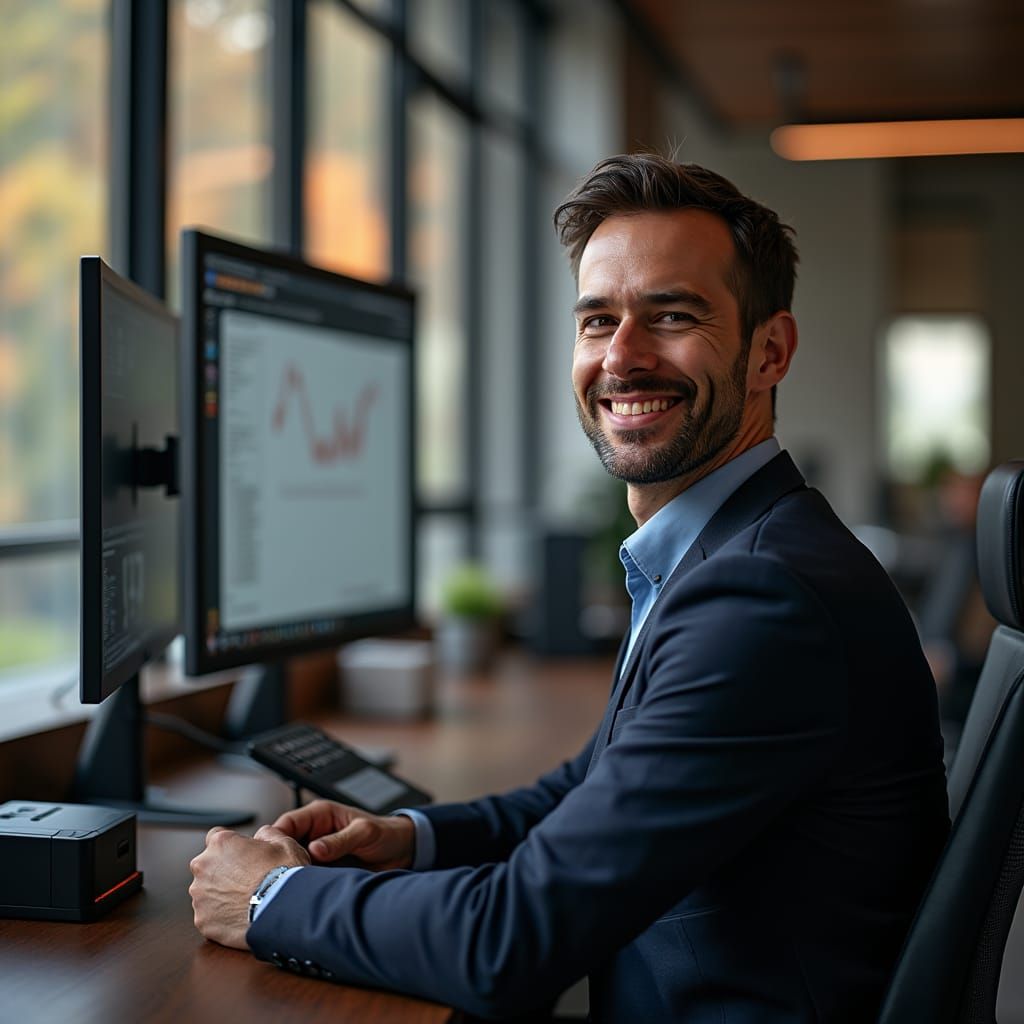 Professional Office Portrait with Modern Equipment