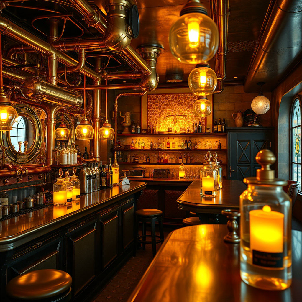 Honey Bee Steampunk Dive Bar in 1950s Style