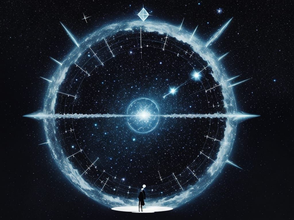 Fantasy Constellation Universe Journey in Surreal Collage St...