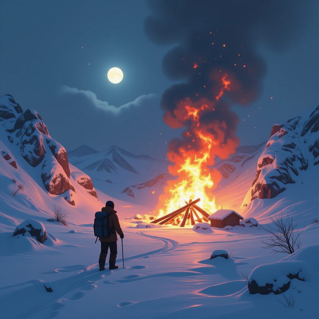 Fire and Ice Harmony in Cinematic Digital Art
