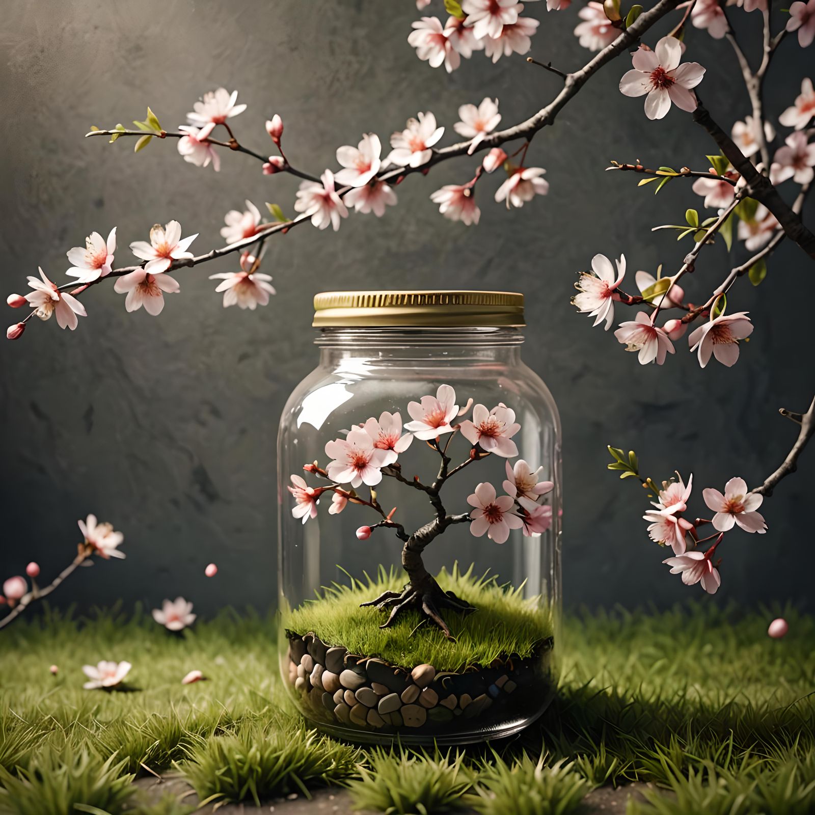 Miniature Sakura Tree in a Jar, 4K