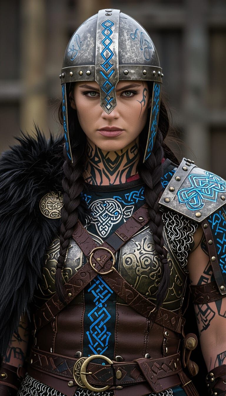 Epic Viking Warrior in Fantasy Armor Digital Painting