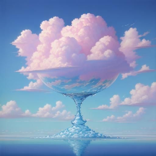 Cute Newborn Baby in Pink Clouds: 3D Render