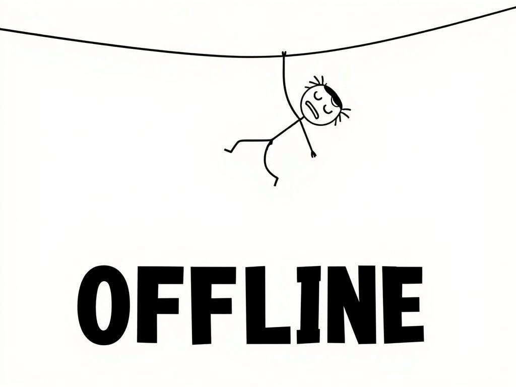 Cartoon Stick Figure Falling Offline