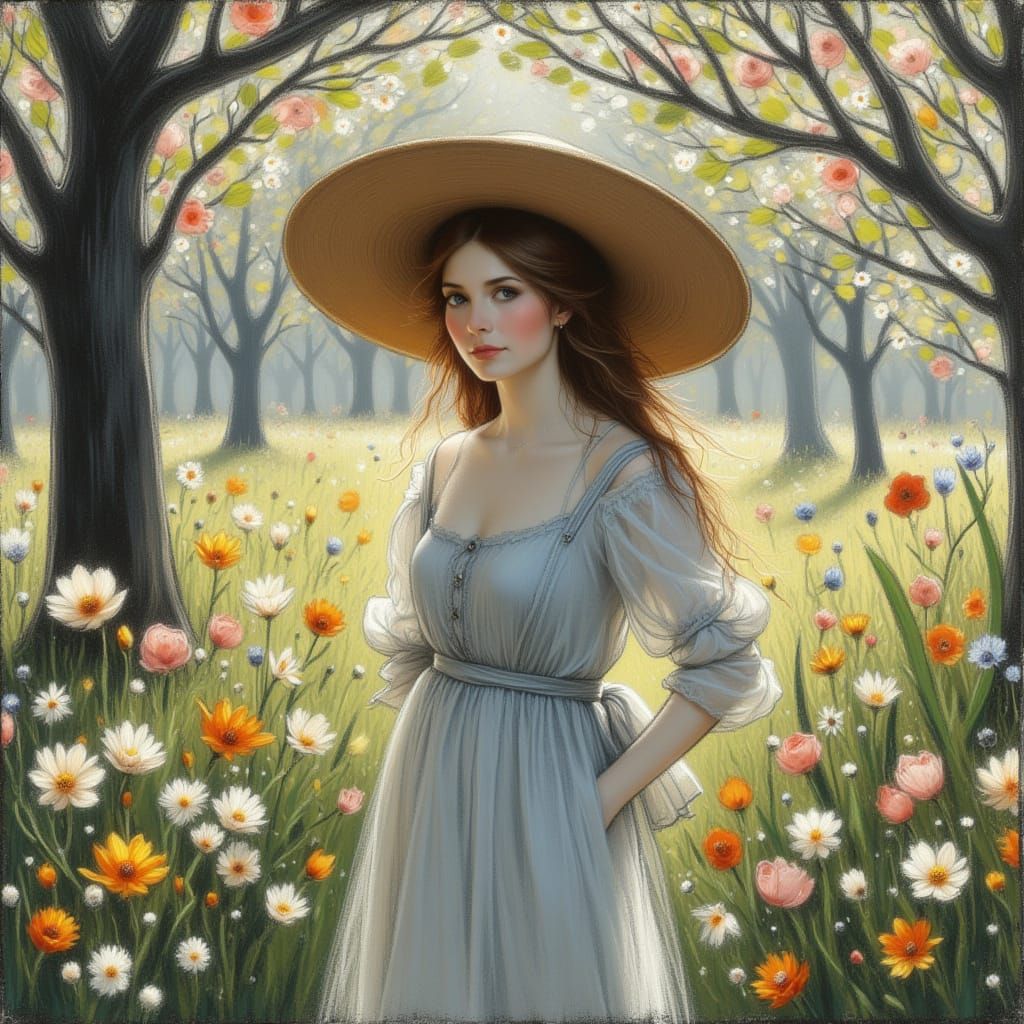 Woman in the Ethereal Forest