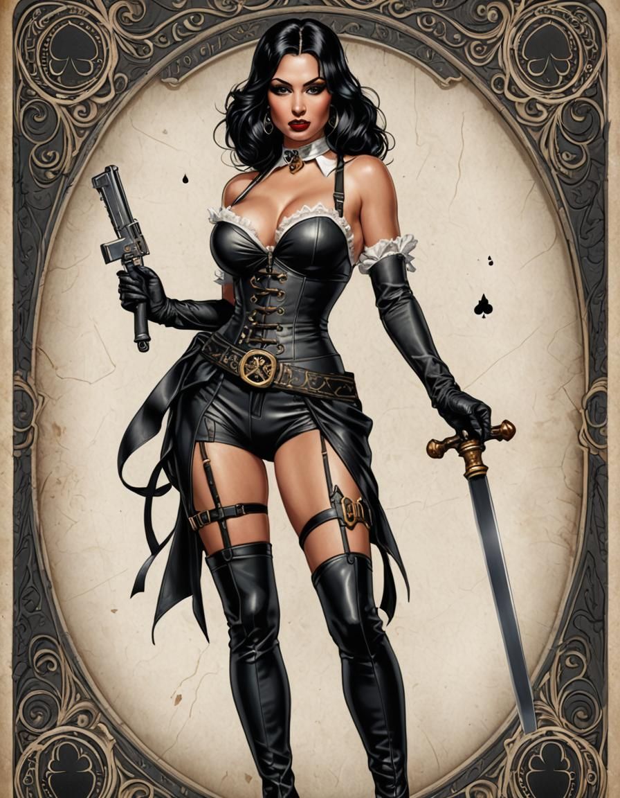 Ace of Spades Pinup Girl in Hyperrealistic Style