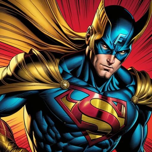 Dynamic Superhero in Comic Book Style