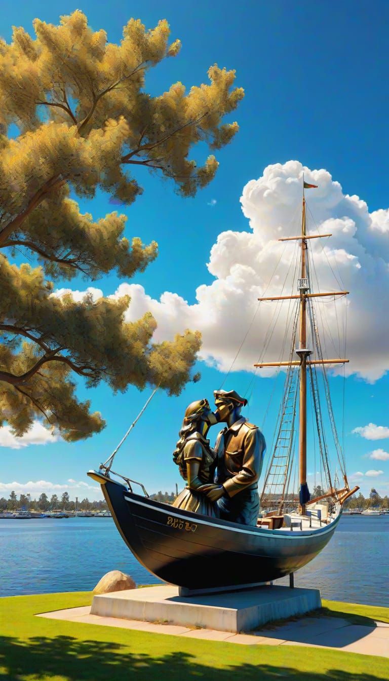 Sailor Sculpture in San Diego Landscape