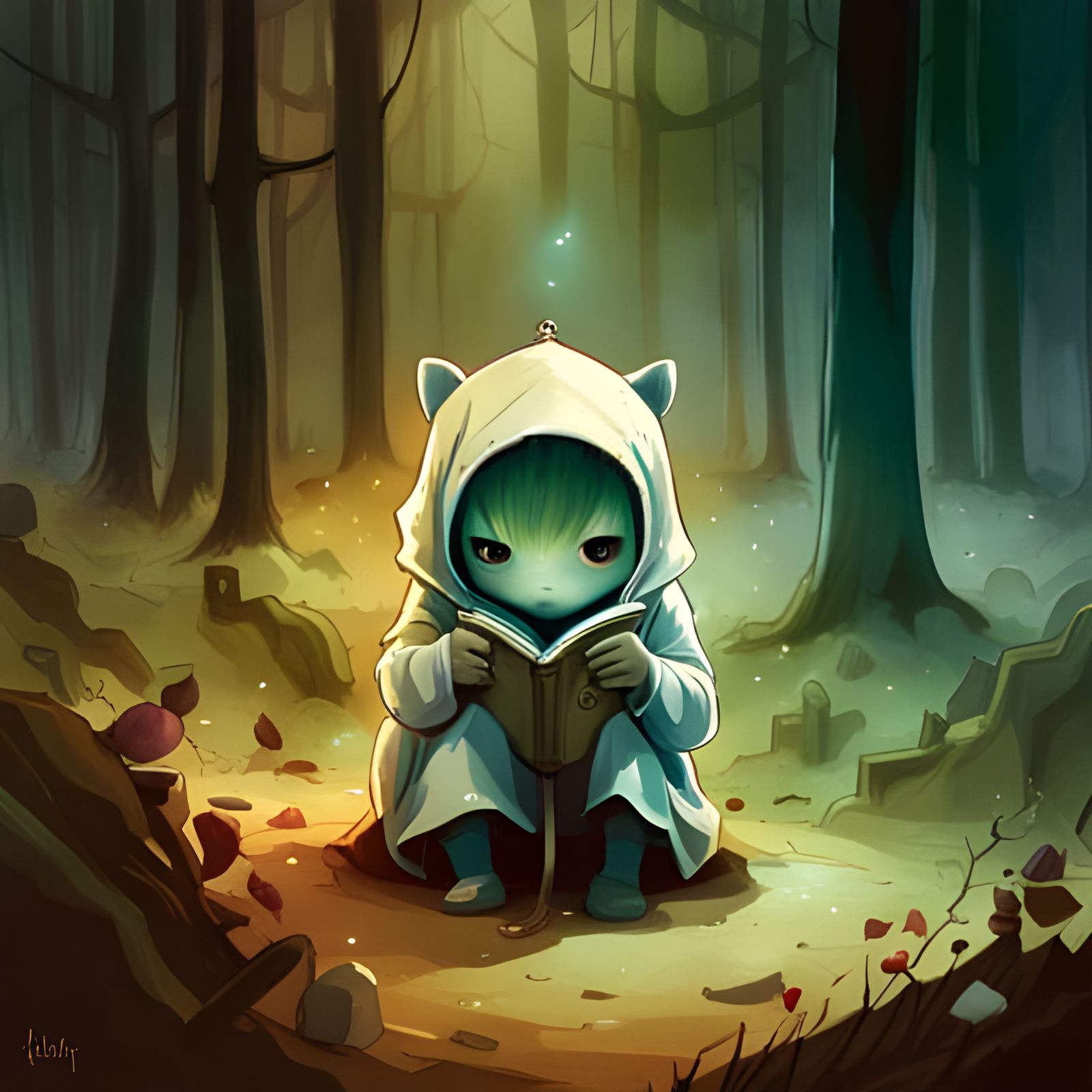Cute Ghost in Hoodie: Fantasy Art Portrait
