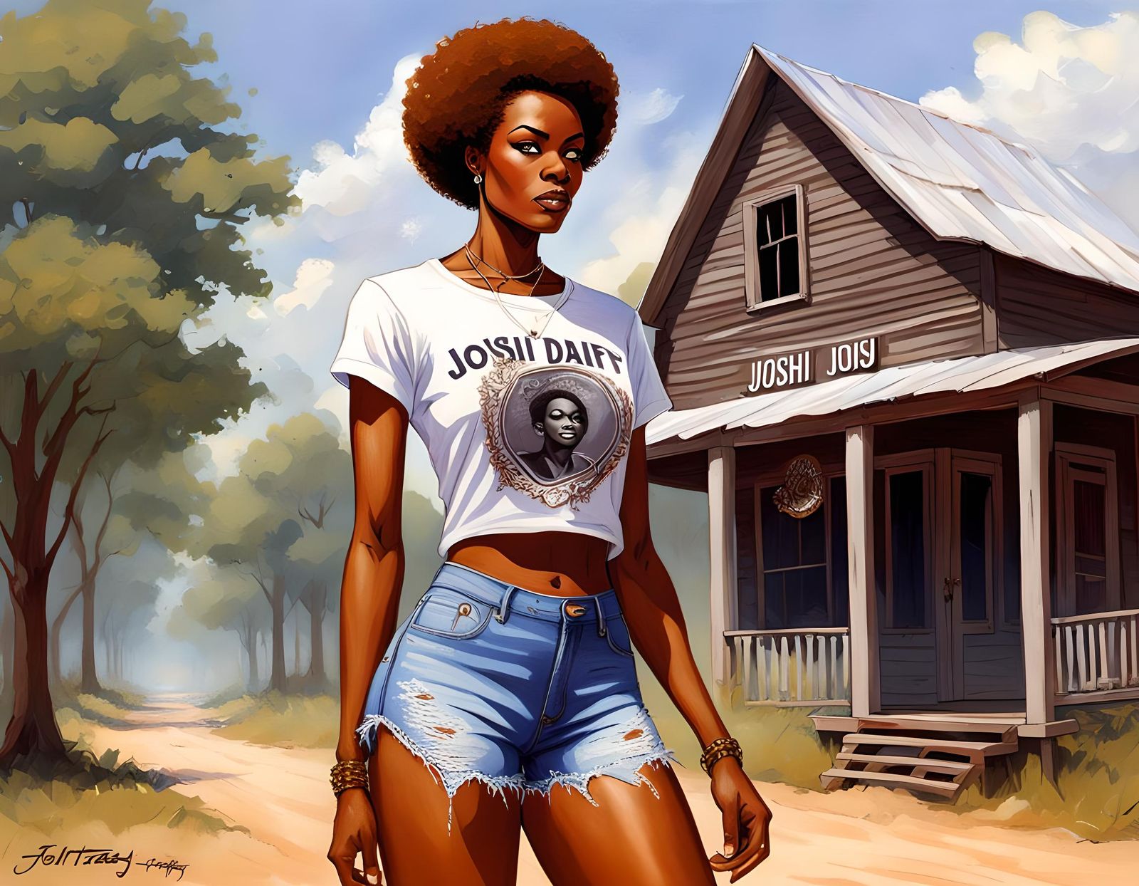 Mystical Fantasy Art: Woman in Daisy Dukes