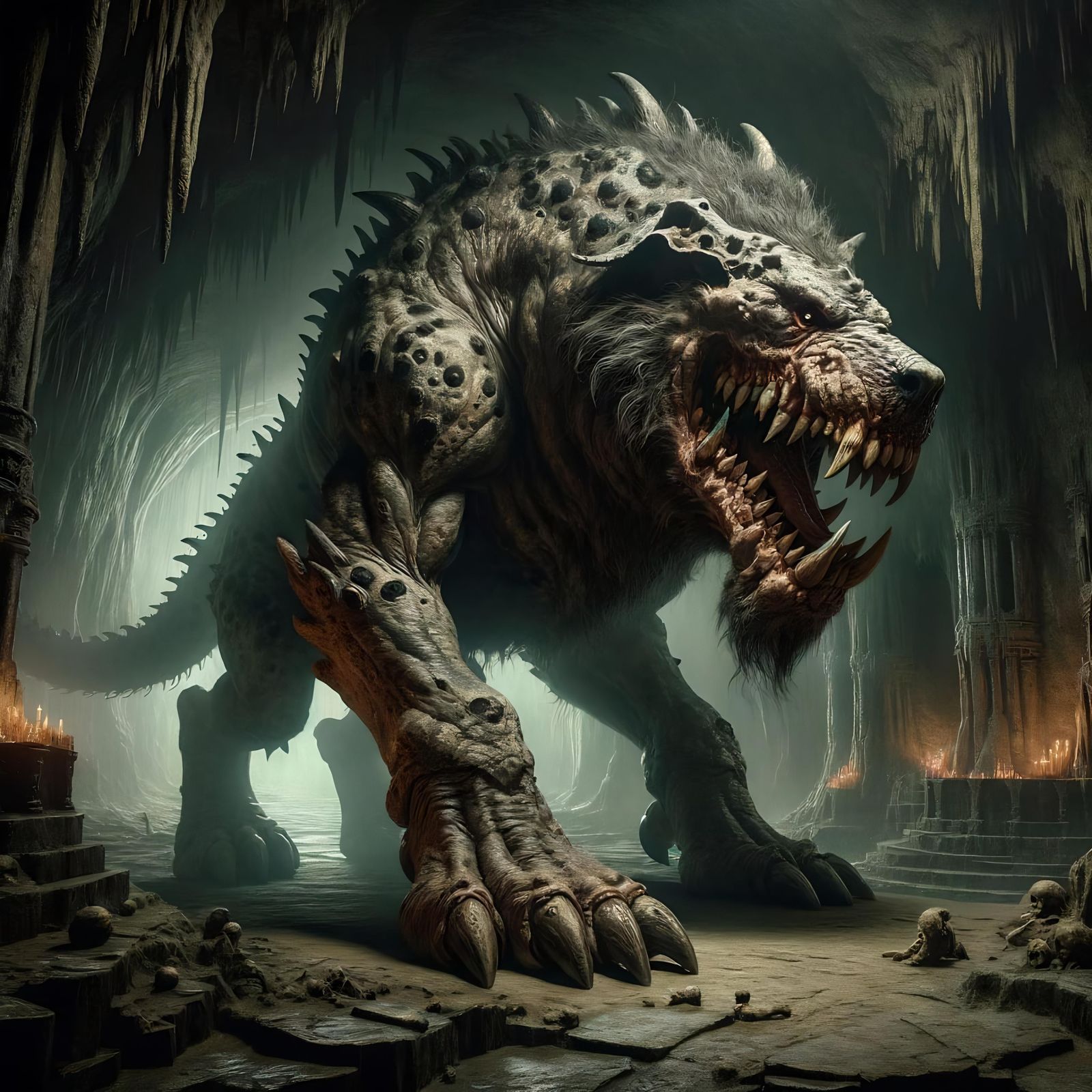 Fearsome Abyssal Ravager in Dark Cavern