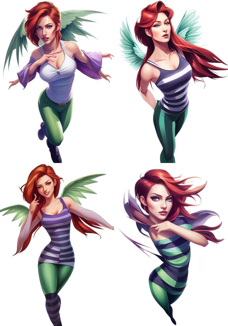 Enchanting Portrait of Red-Haired Woman with Wings