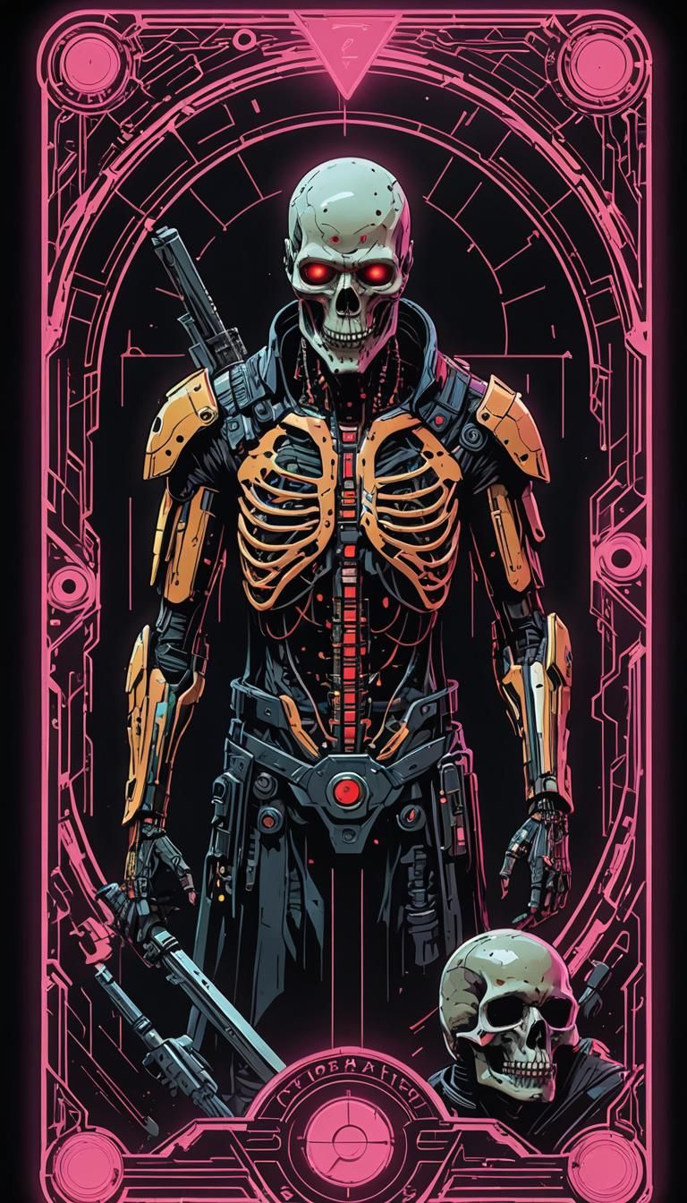 Death Tarot Card in Cyberpunk 2099 Style