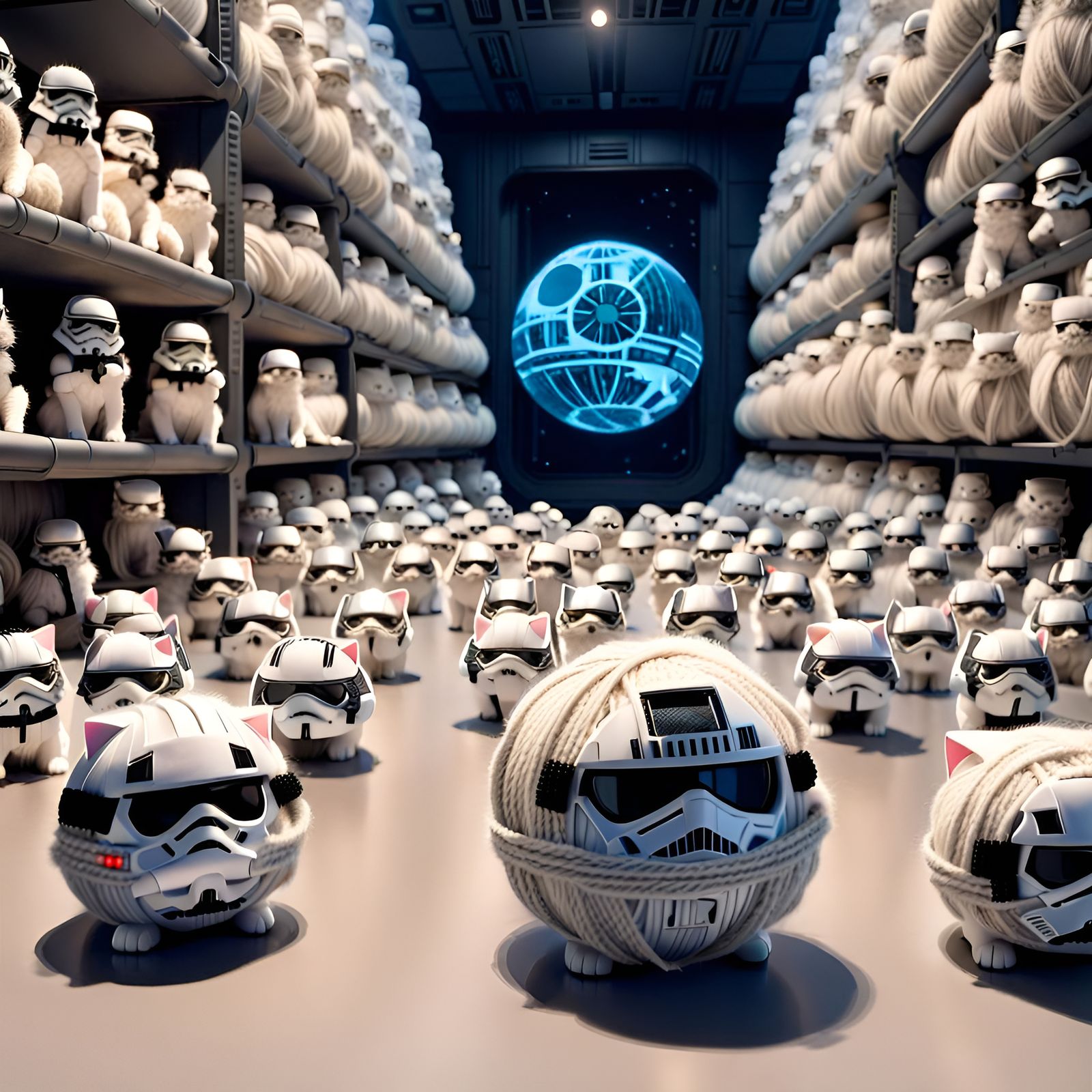 Storm Trooper Kittens Guard Yarn Death Star
