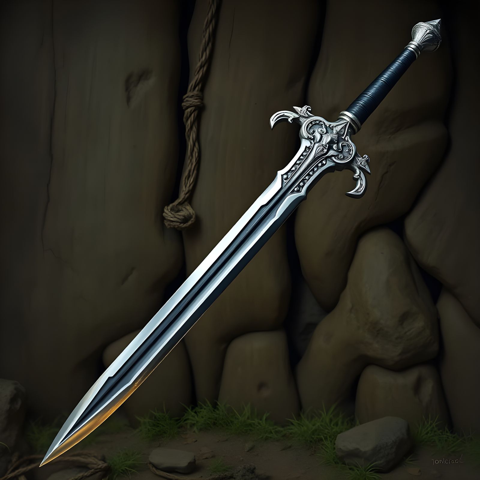 Medieval Longsword with Black Wood Handle