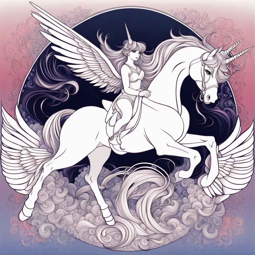 Sailor Mars With Wings Riding A Unicorn