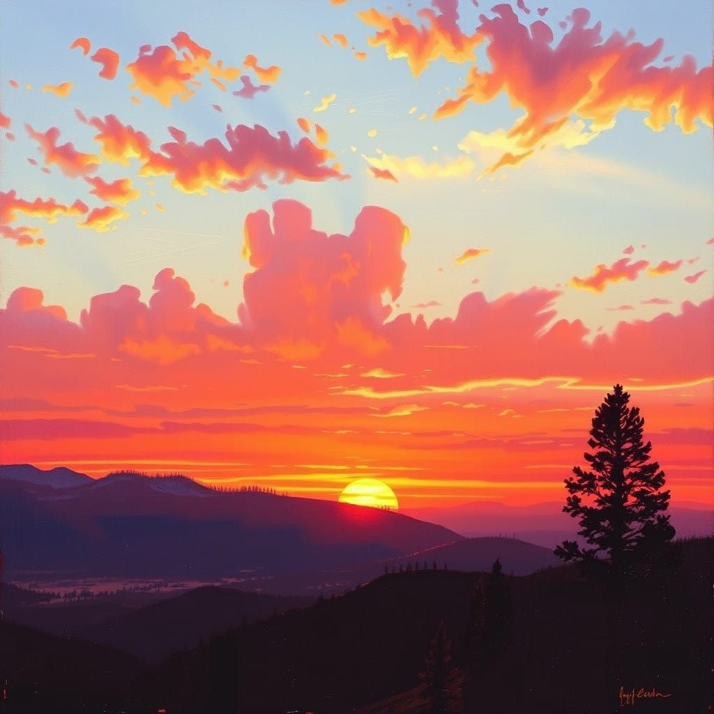 Romantic Sunset Landscape in Vibrant Hues