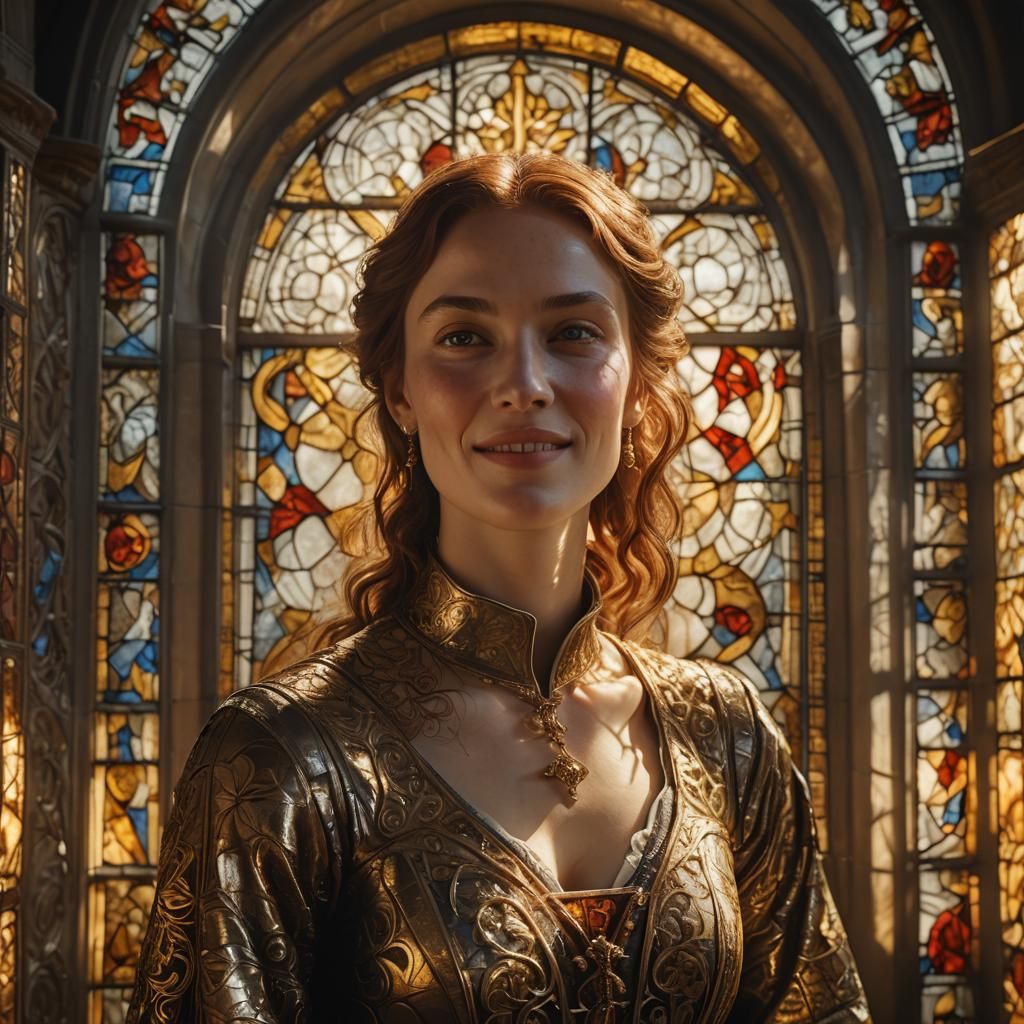 Renaissance Woman Portrait with Golden Lighting