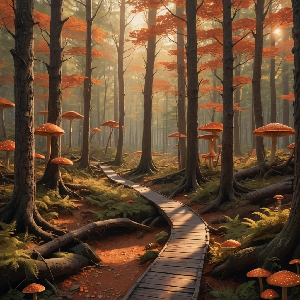 New England Forest Boardwalk in Fantasy Style