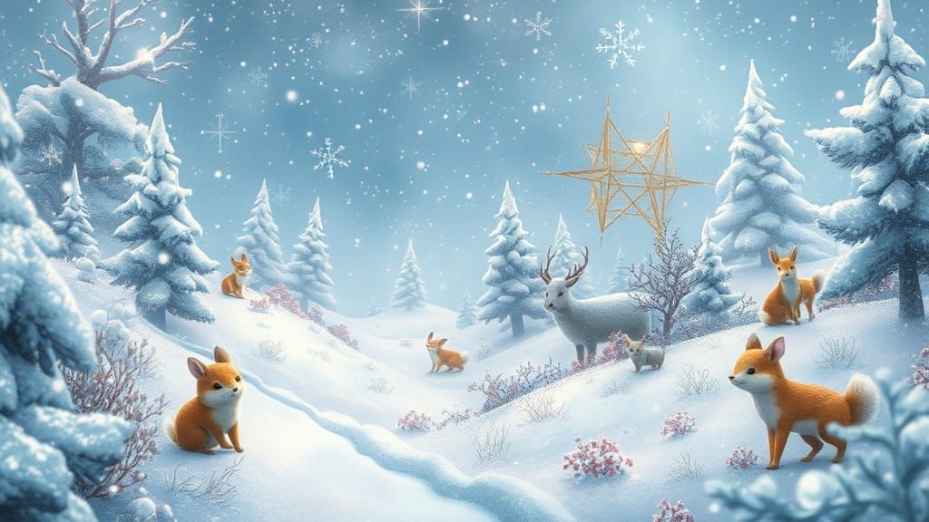 Magical Winter Wonderland with Fantastical Animals