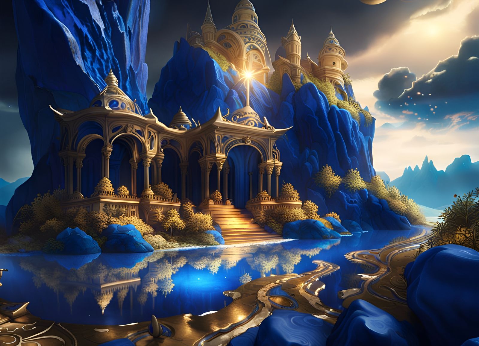 Lapis Lazuli Fantasy Landscape in 8k HDR