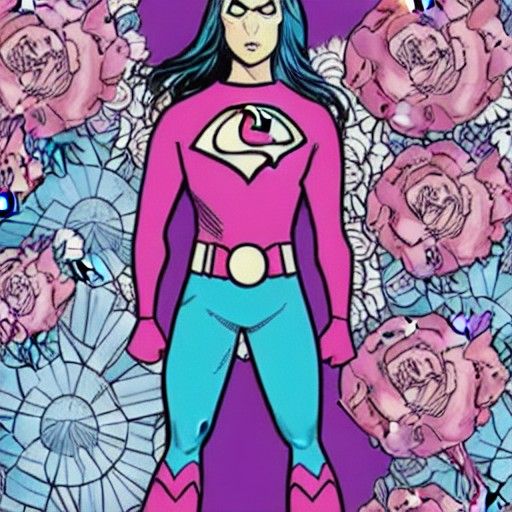 Superhero in Pastel Costume, Marvel Comics Style