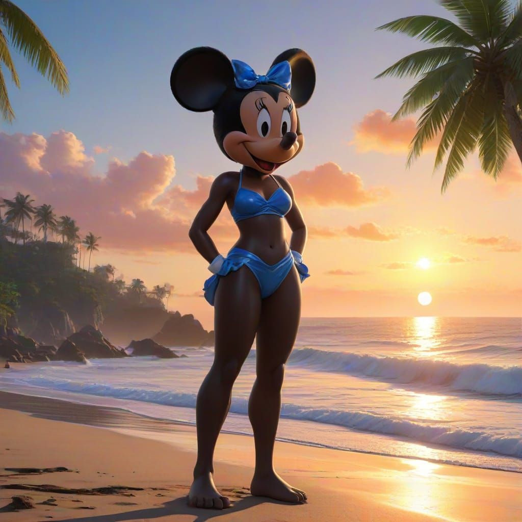 Hypermuscular Minnie Mouse Strikes a Confident Pose on the B...
