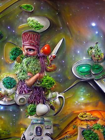 Cosmic Kitchen: The Green Weed Chef Fantasy Art