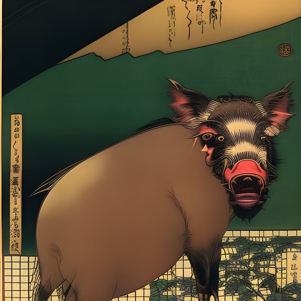 Intricate Boar Artwork in Abstract Style