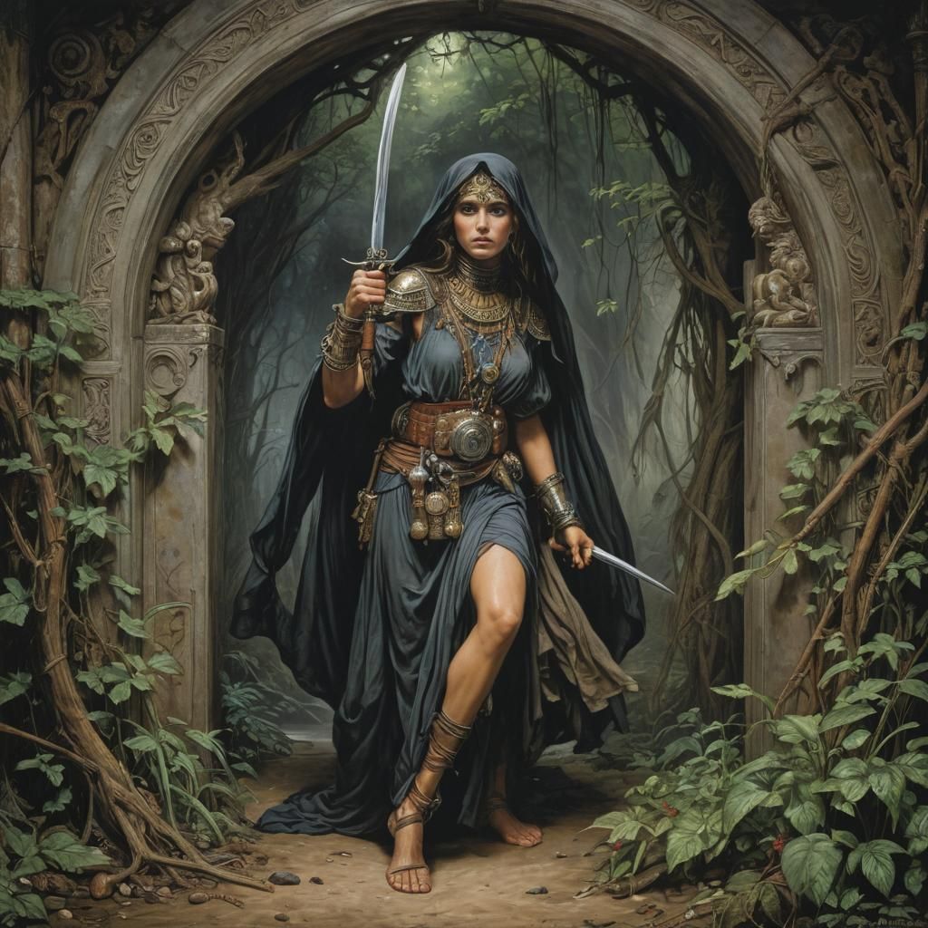 Grimdark Scene in a Classic Art Style